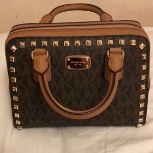 Michael Kors Brown and Gold Structured Satchel